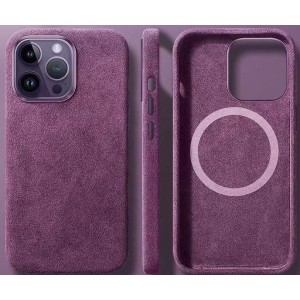Чехол Alcantara Magsafe для iPhone 14 (фиолетовый)